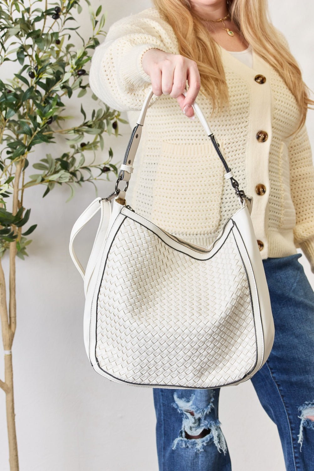 SHOMICO - Woven Vegan Leather Handbag