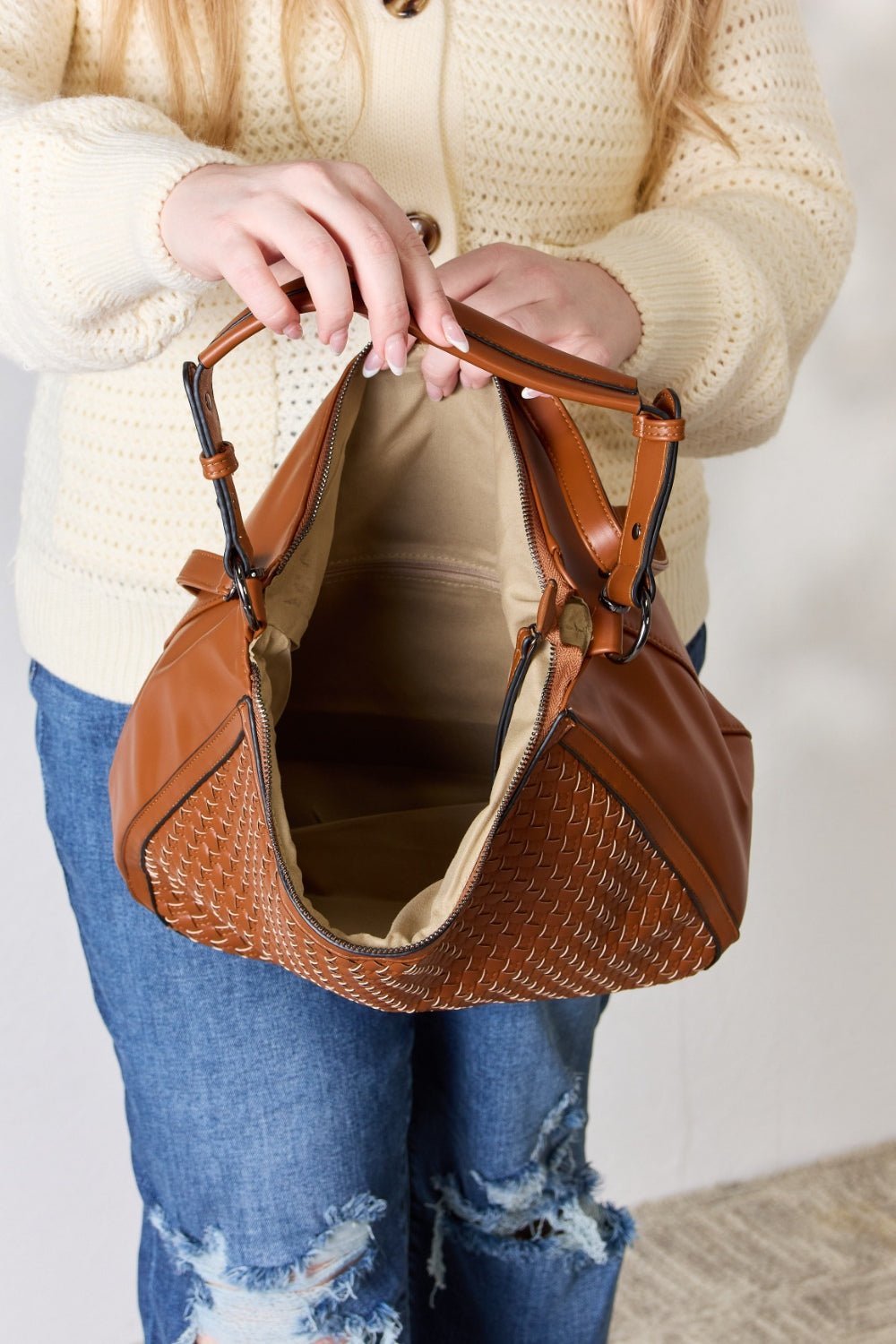 SHOMICO - Woven Vegan Leather Handbag