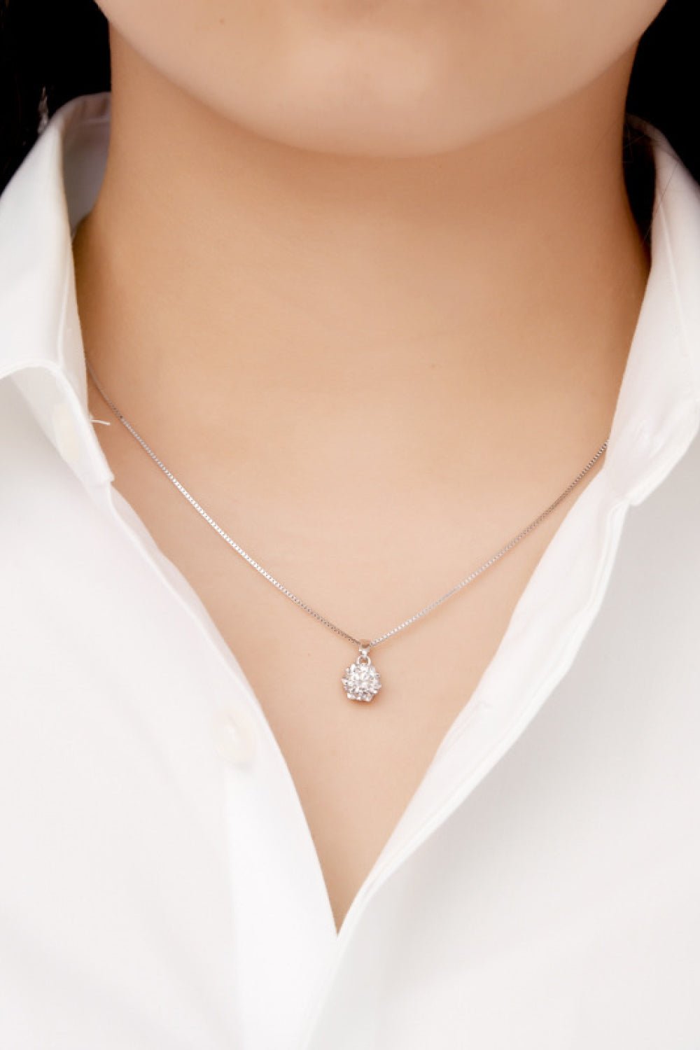 Silver 1 Carat Moissanite Pendant NecklaceNecklaceBeach Rose Co.