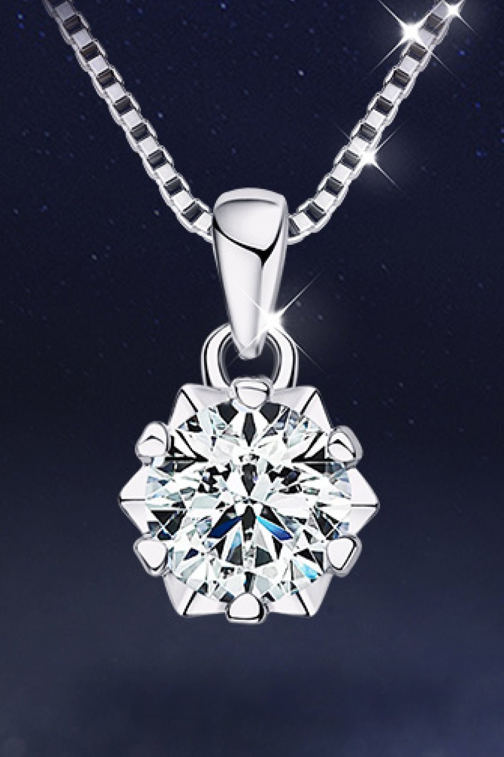 Silver 1 Carat Moissanite Pendant NecklaceNecklaceBeach Rose Co.