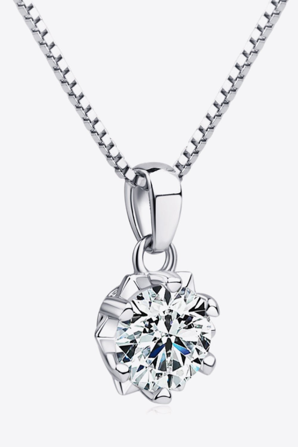 Silver 1 Carat Moissanite Pendant NecklaceNecklaceBeach Rose Co.