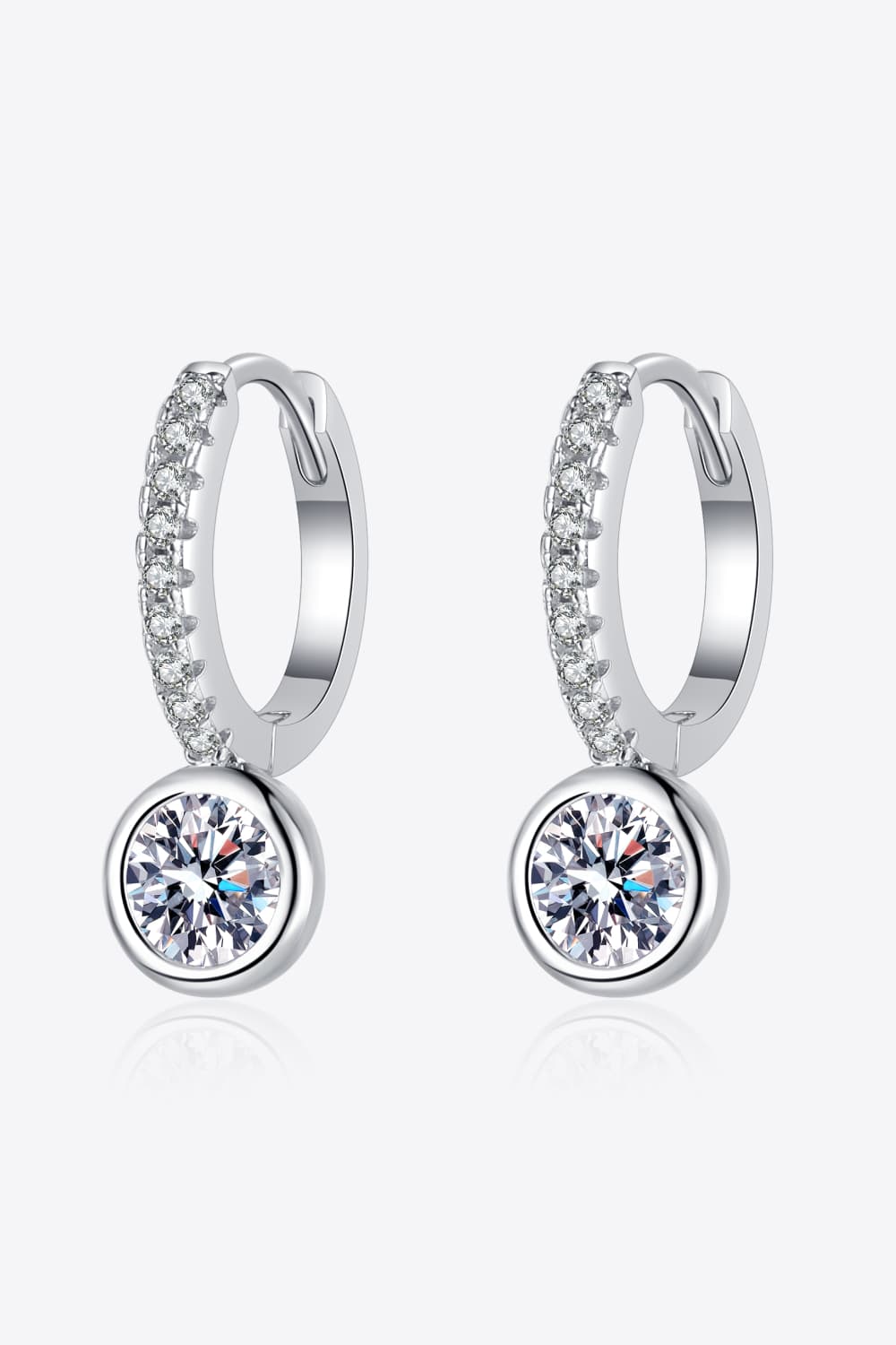 Silver 1 Carat Moissanite & Zircon Drop EarringsEarringsBeach Rose Co.