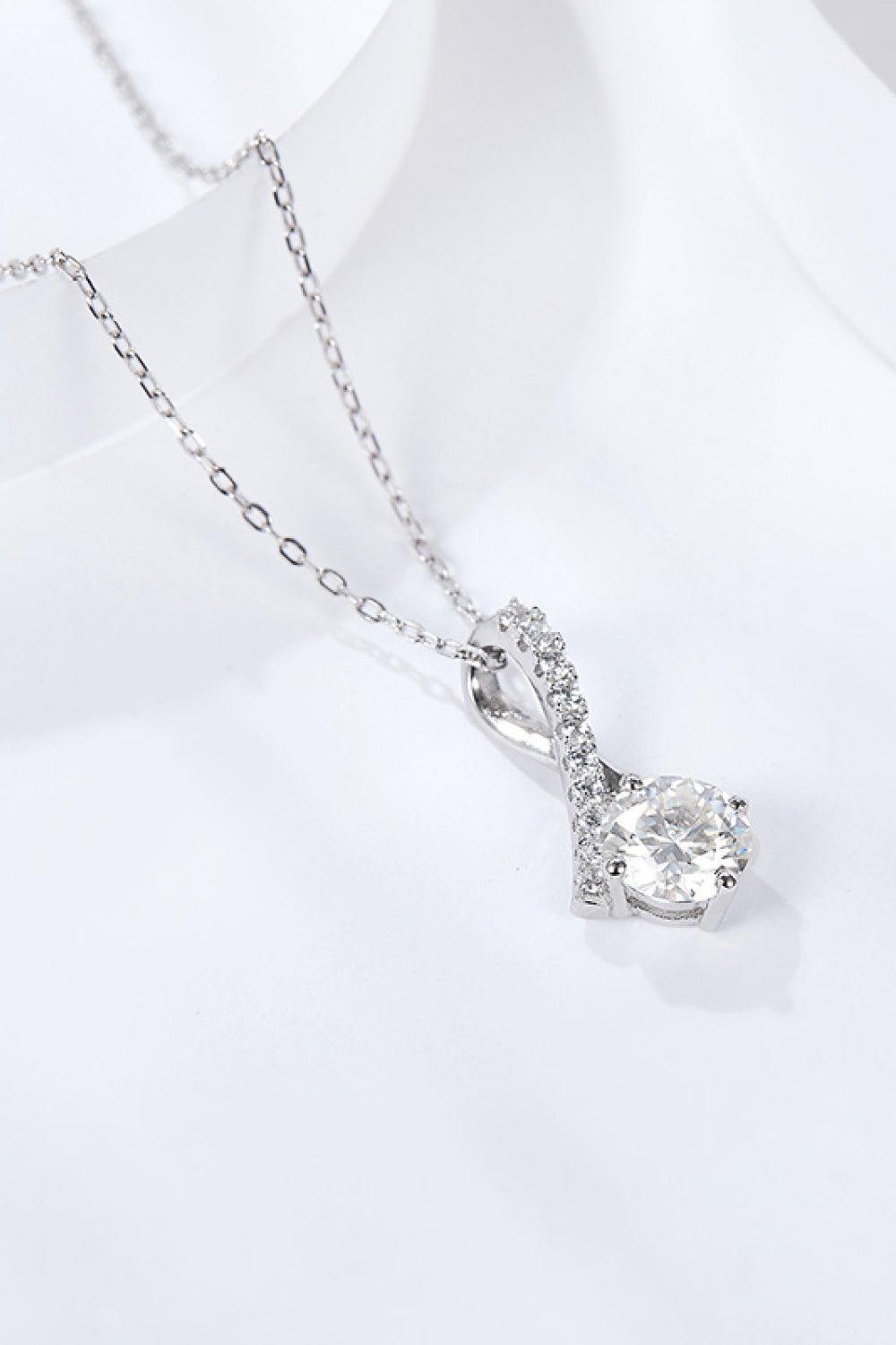 Silver 1 Carat Moissanite & Zircon Pendant NecklaceNecklaceBeach Rose Co.