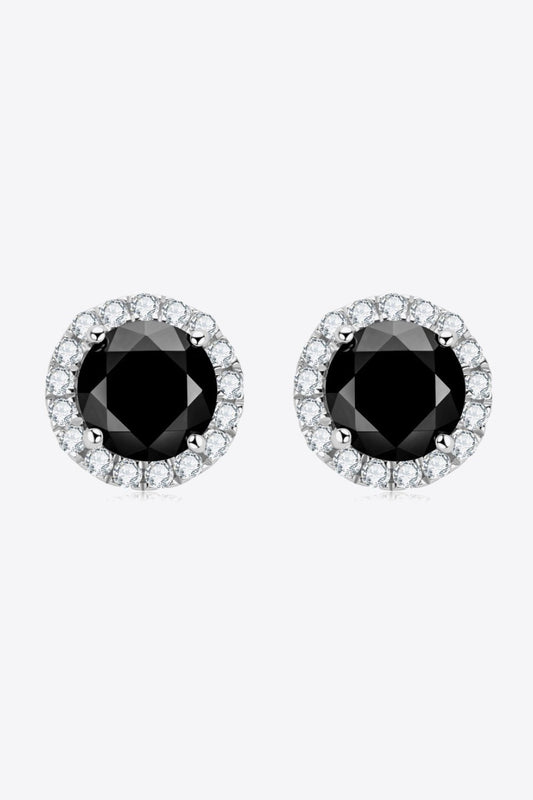 Silver 4-Prong Black Moissanite & Zircon Stud EarringsEarringsBeach Rose Co.