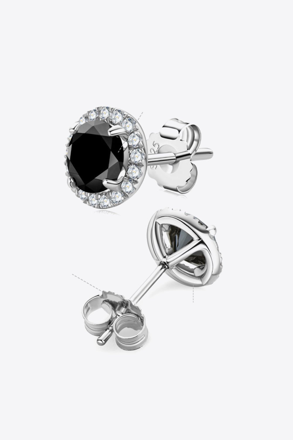 Silver 4-Prong Black Moissanite & Zircon Stud EarringsEarringsBeach Rose Co.