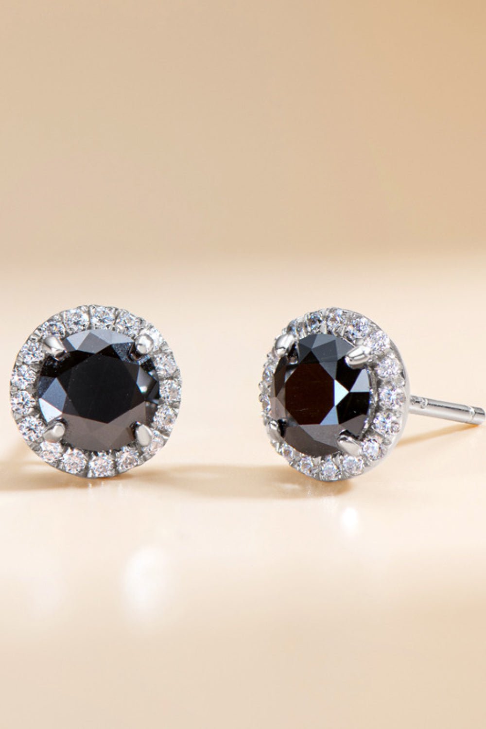 Silver 4-Prong Black Moissanite & Zircon Stud EarringsEarringsBeach Rose Co.