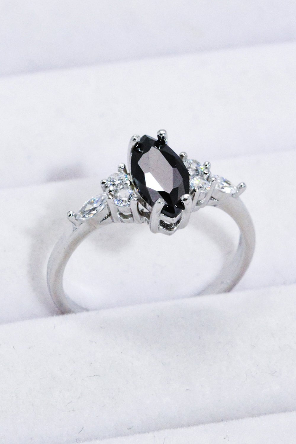 Silver Black Agate & Zircon RingRingBeach Rose Co.