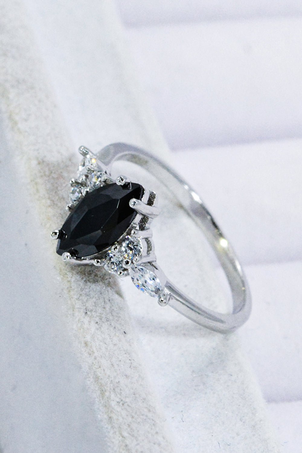 Silver Black Agate & Zircon RingRingBeach Rose Co.