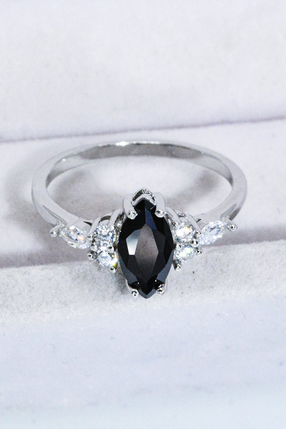 Silver Black Agate & Zircon RingRingBeach Rose Co.