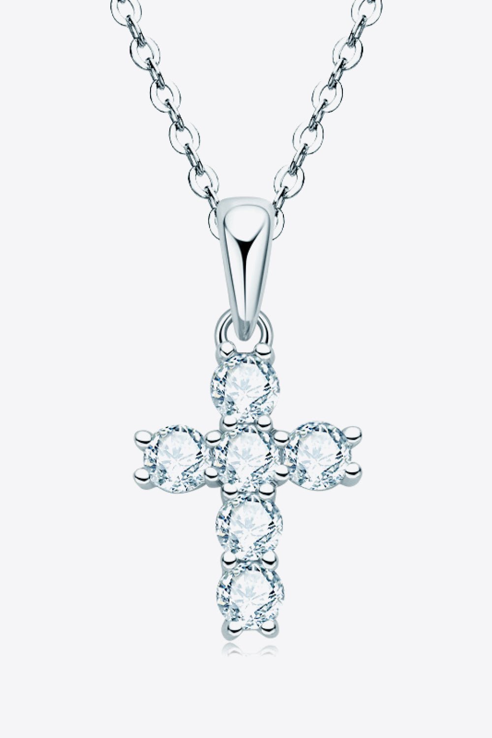 Silver Cross Moissanite Pendant NecklaceNecklaceBeach Rose Co.