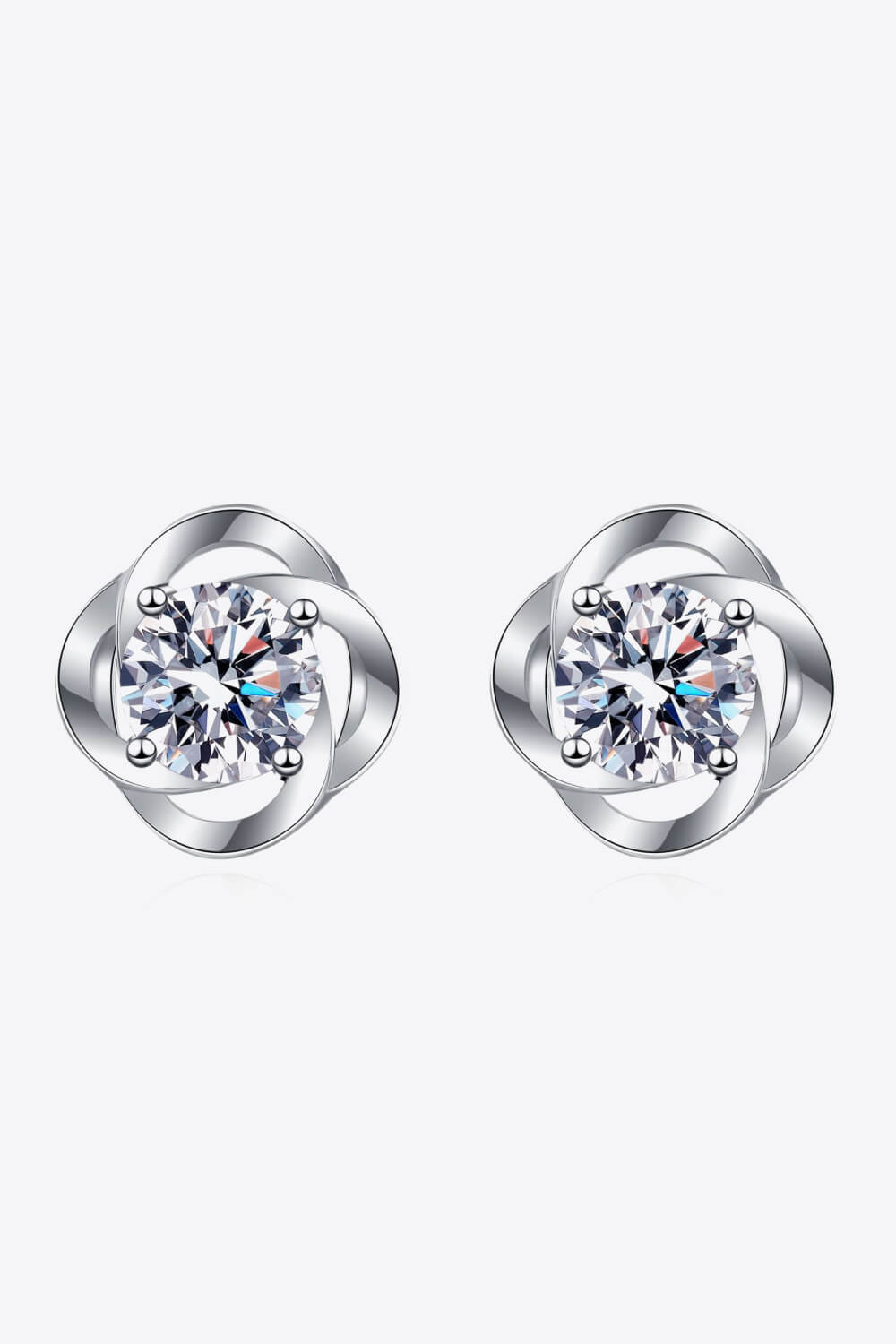 Silver Flower Moissanite Stud EarringsEarringsBeach Rose Co.