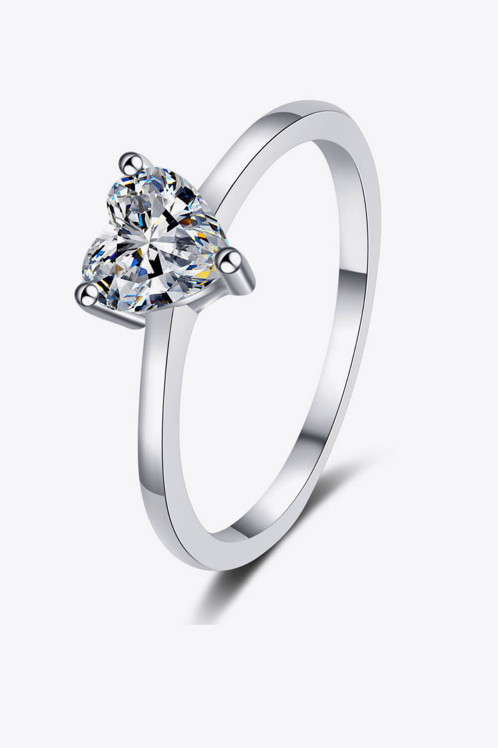 Silver Heart-Shaped Moissanite Solitaire RingRingBeach Rose Co.