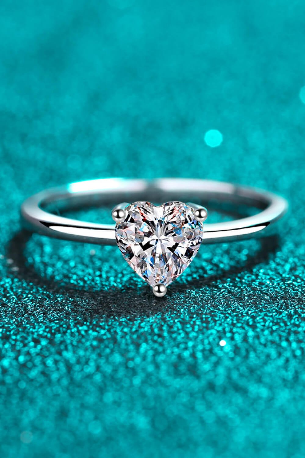 Silver Heart-Shaped Moissanite Solitaire RingRingBeach Rose Co.