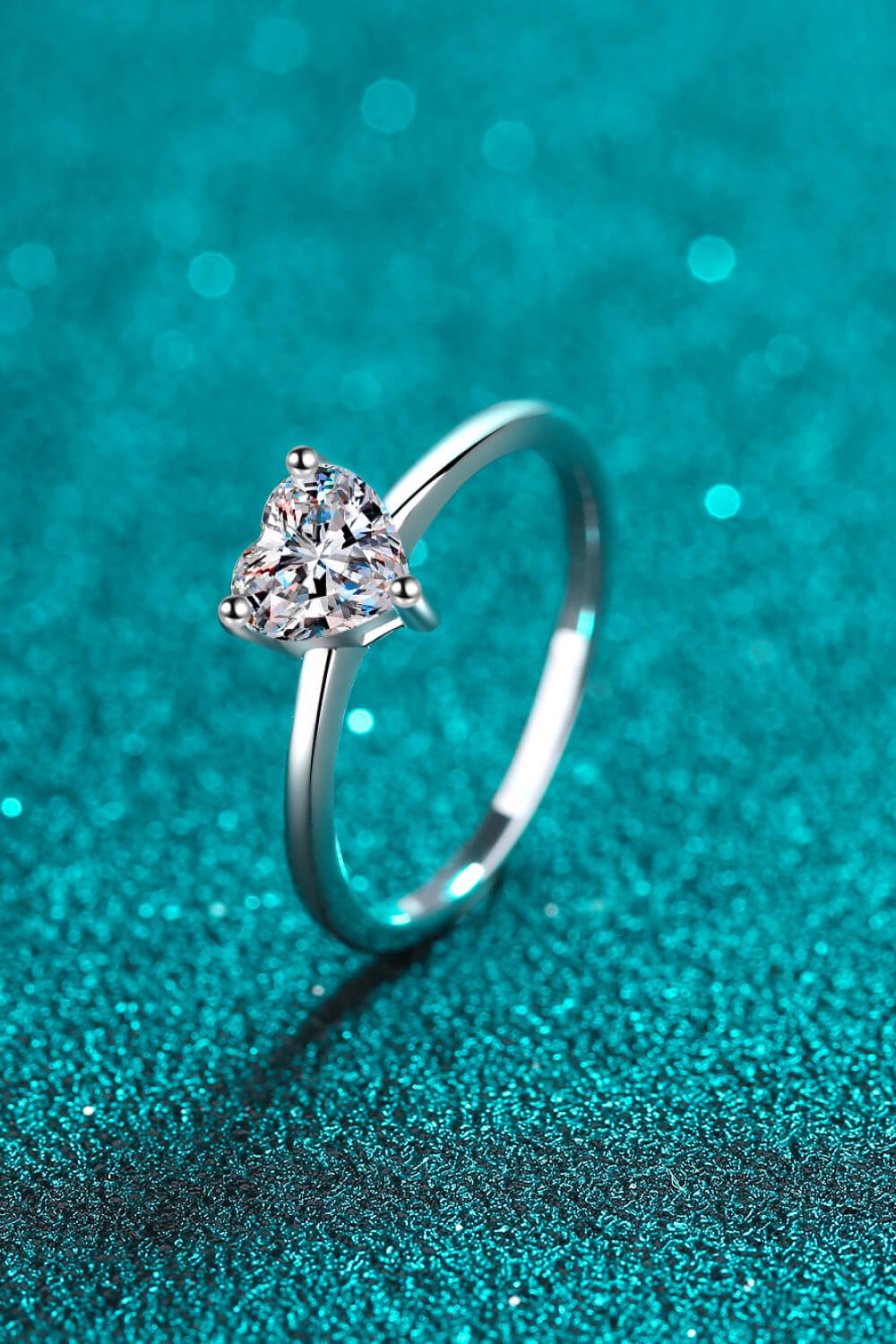 Silver Heart-Shaped Moissanite Solitaire RingRingBeach Rose Co.