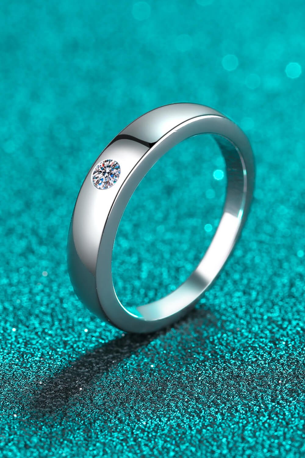 Silver Inlaid Moissanite Band RingRingBeach Rose Co.