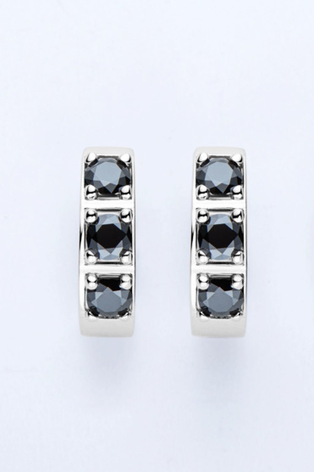 Silver Inlaid Moissanite Huggie EarringsEarringsBeach Rose Co.