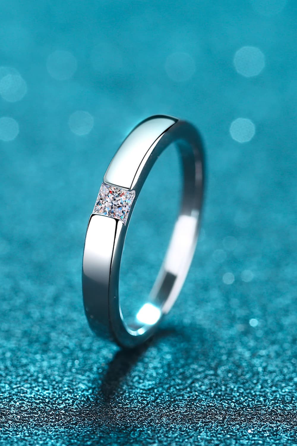 Silver Inlaid Moissanite RingRingBeach Rose Co.