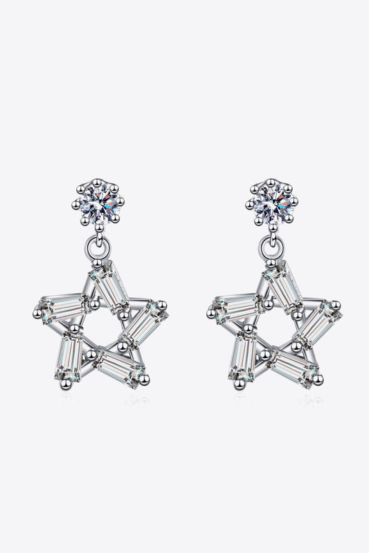 Silver Inlaid Moissanite Star EarringsEarringsBeach Rose Co.