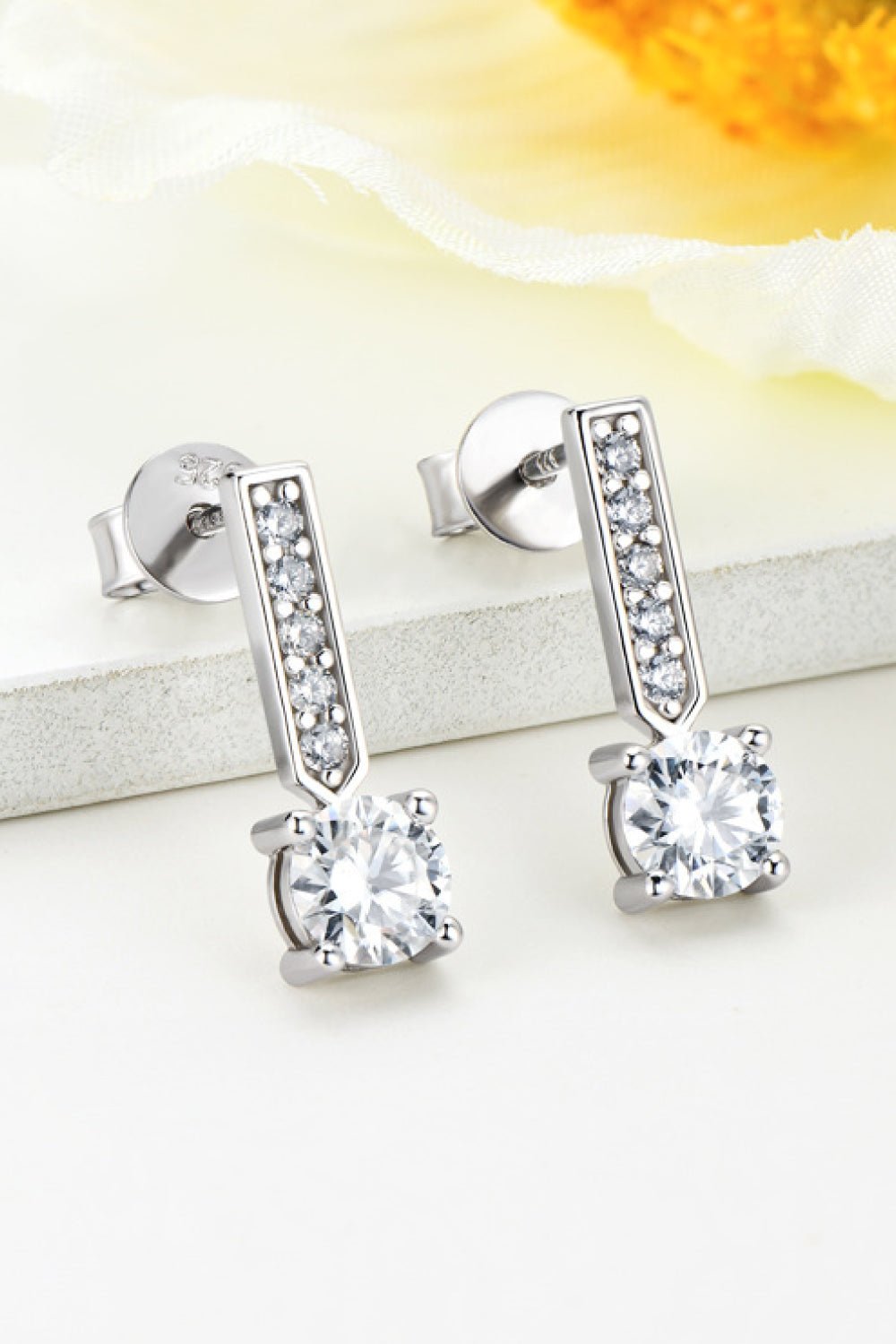 Silver Moissanite and Zircon Drop EarringsEarringsBeach Rose Co.