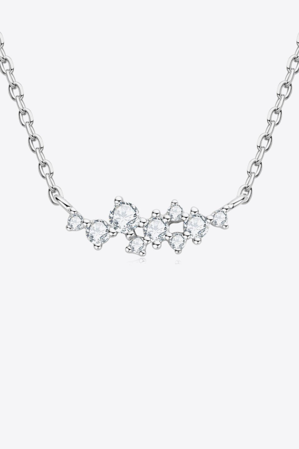 Silver Moissanite Cluster Pendant NecklaceNecklaceAdored