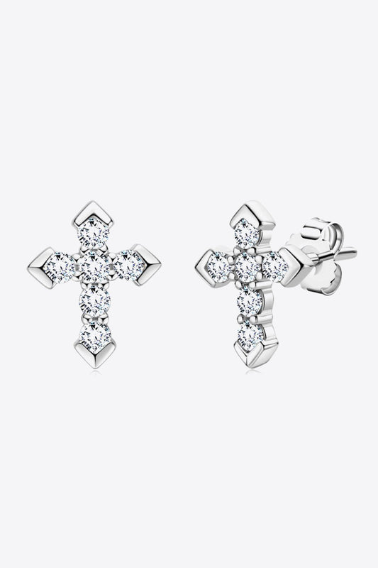 Silver Moissanite Cross Post EarringsEarringsBeach Rose Co.