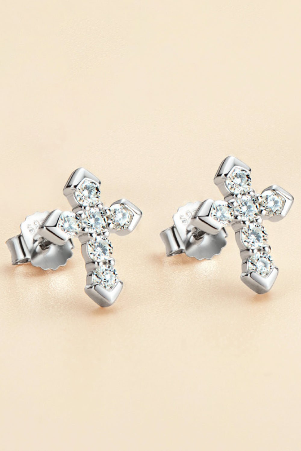 Silver Moissanite Cross Post EarringsEarringsBeach Rose Co.