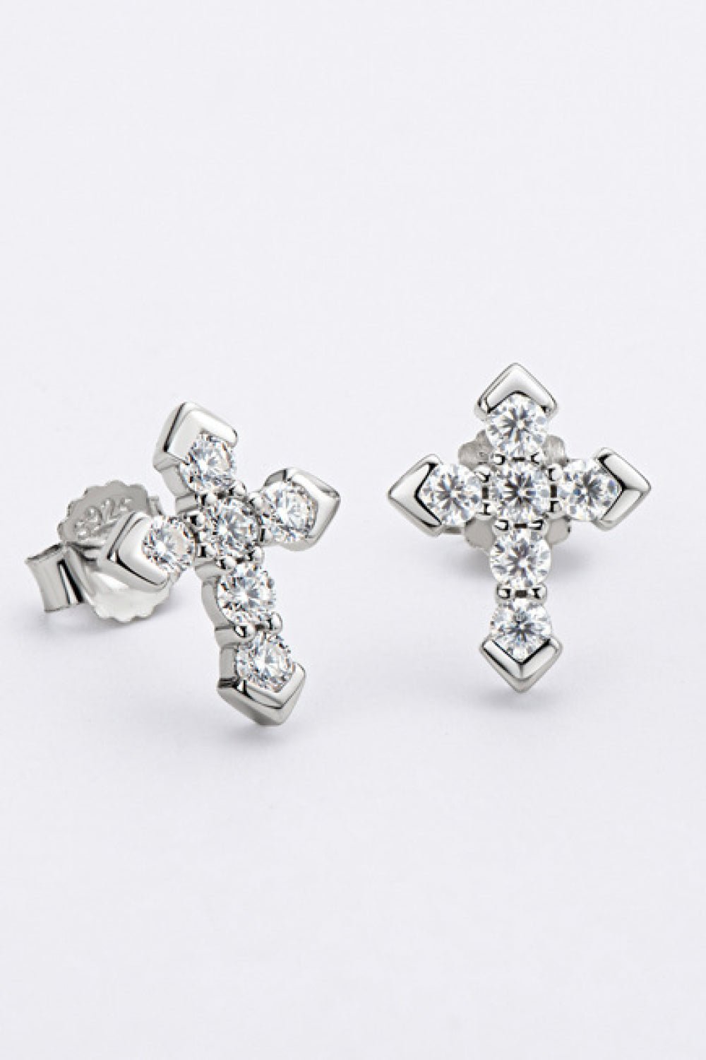 Silver Moissanite Cross Post EarringsEarringsBeach Rose Co.