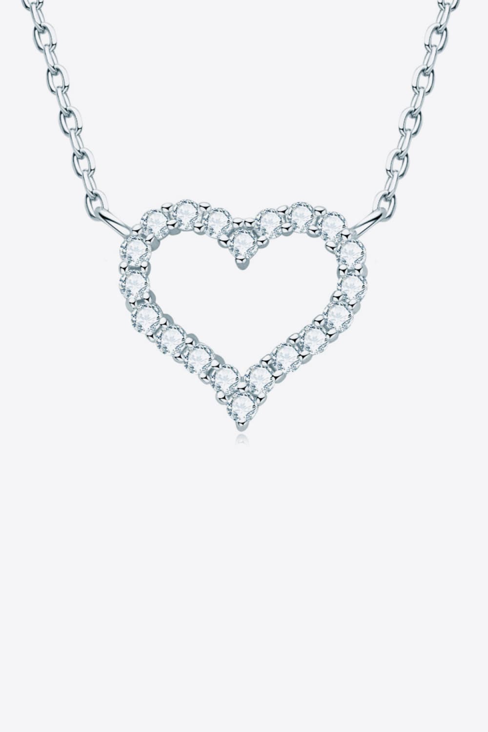 Silver Moissanite Heart NecklaceNecklaceAdored