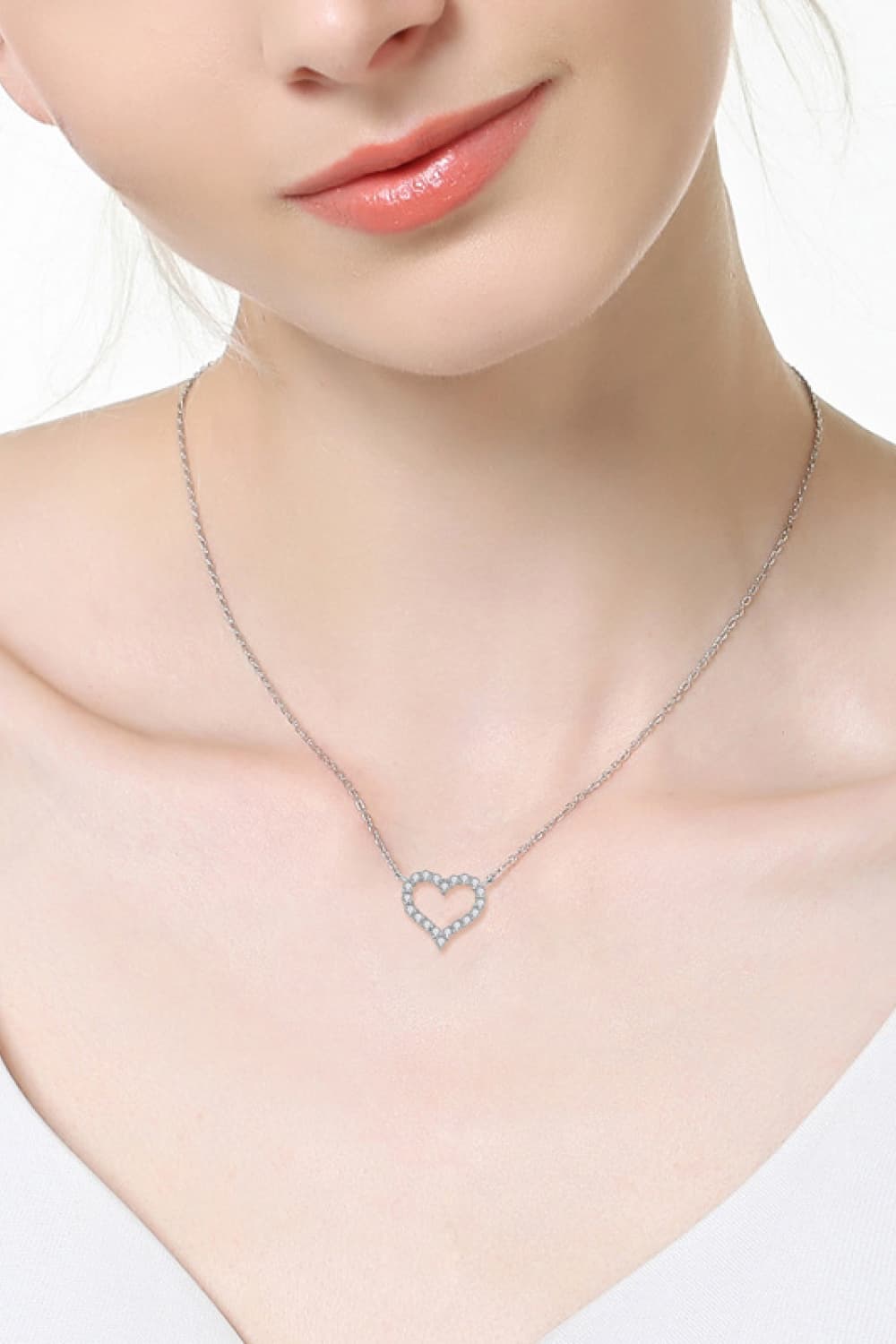 Silver Moissanite Heart NecklaceNecklaceAdored