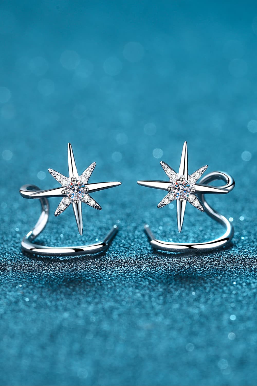 Silver Moissanite Star EarringsEarringsBeach Rose Co.