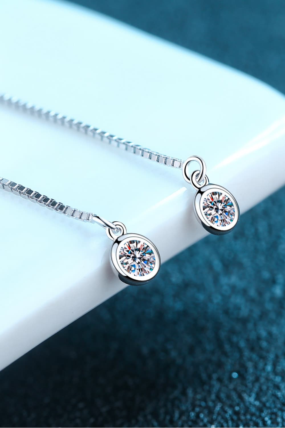 Silver Moissanite Threader EarringsEarringsBeach Rose Co.