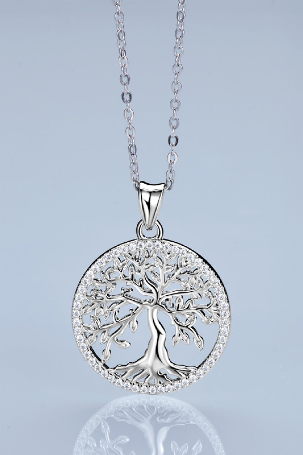 Silver Moissanite Tree of Lift Pendant NecklaceNecklaceAdored