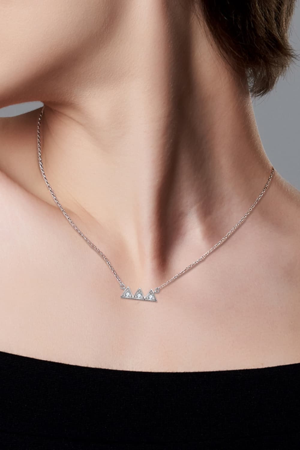 Silver Moissanite Triangles NecklaceNecklaceBeach Rose Co.