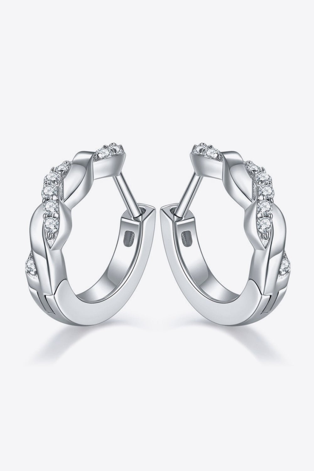 Silver Moissanite Twisted Huggie EarringsEarringsBeach Rose Co.