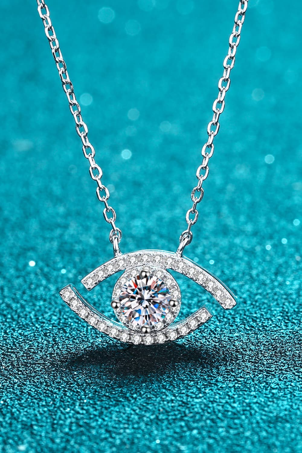 Silver Moissanite & Zircon Evil Eye Pendant NecklaceNecklaceBeach Rose Co.