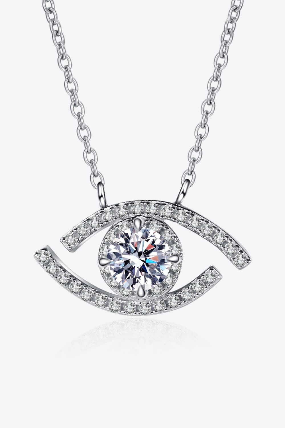 Silver Moissanite & Zircon Evil Eye Pendant NecklaceNecklaceBeach Rose Co.