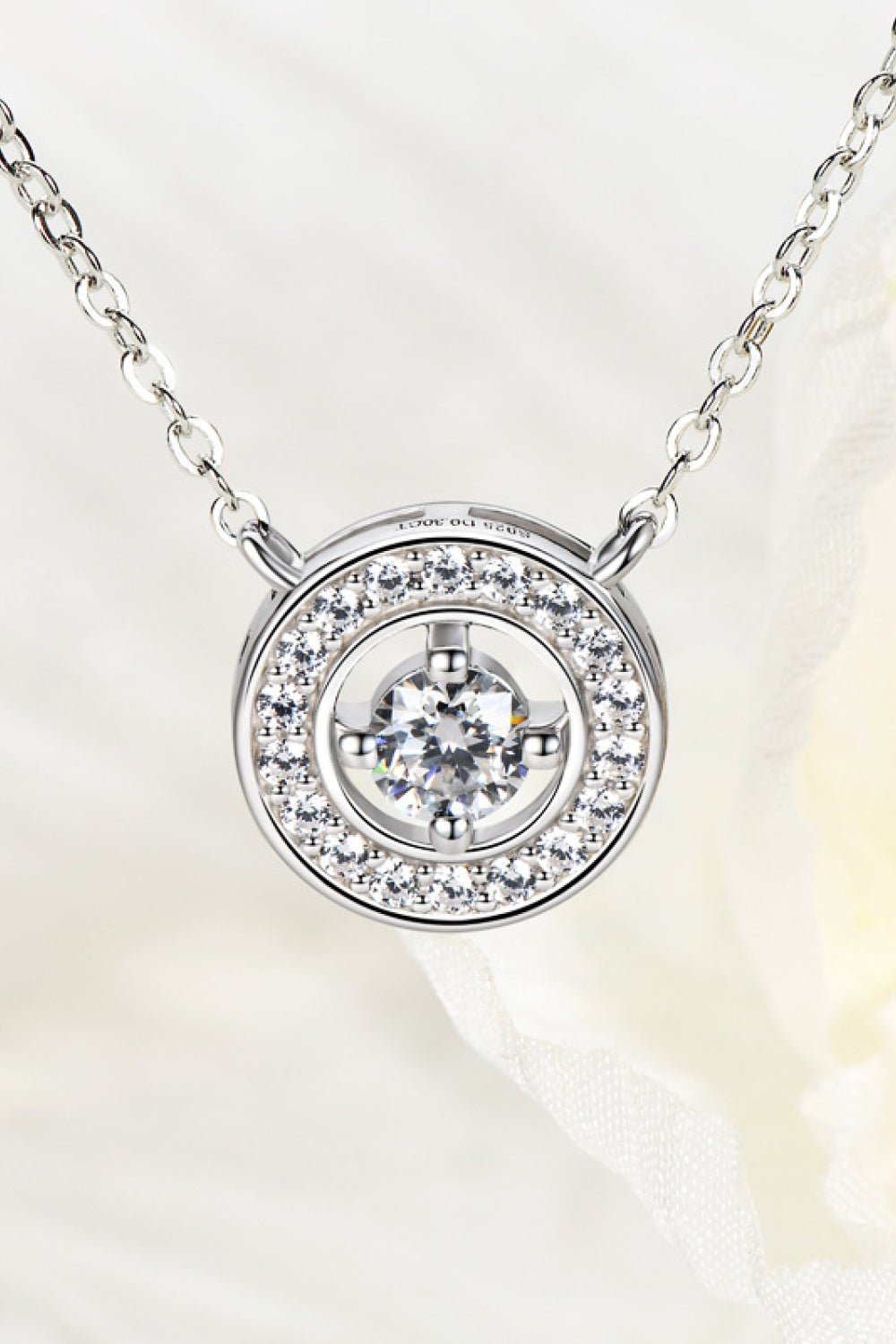 Silver Moissanite & Zircon Round Pendant NecklaceNecklaceBeach Rose Co.