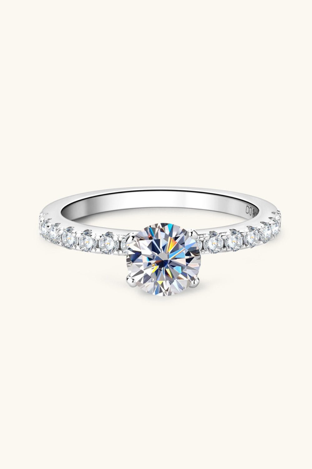 Silver Moissanite & Zircon Side Stone RingRingBeach Rose Co.