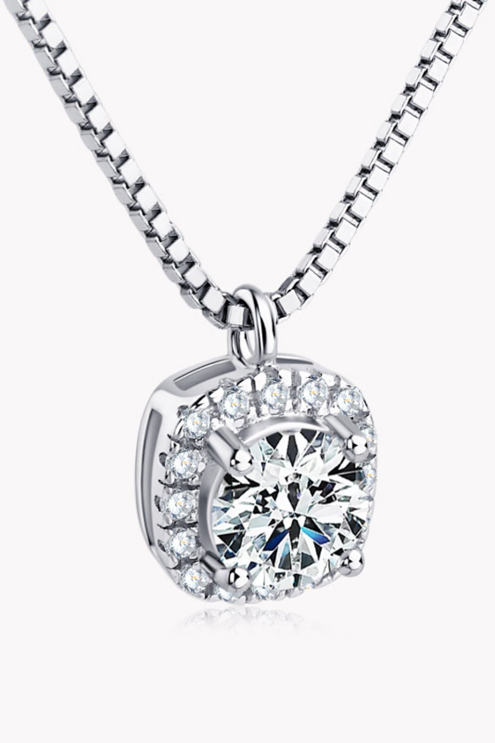 Silver Moissanite & Zircon Square Pendant NecklaceNecklaceBeach Rose Co.