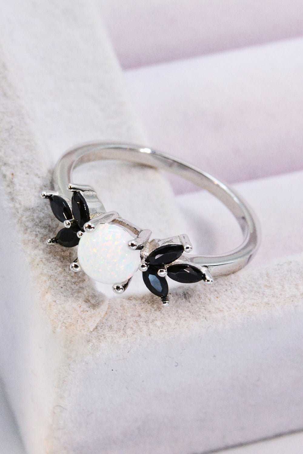Silver Opal and Black Zircon RingRingBeach Rose Co.