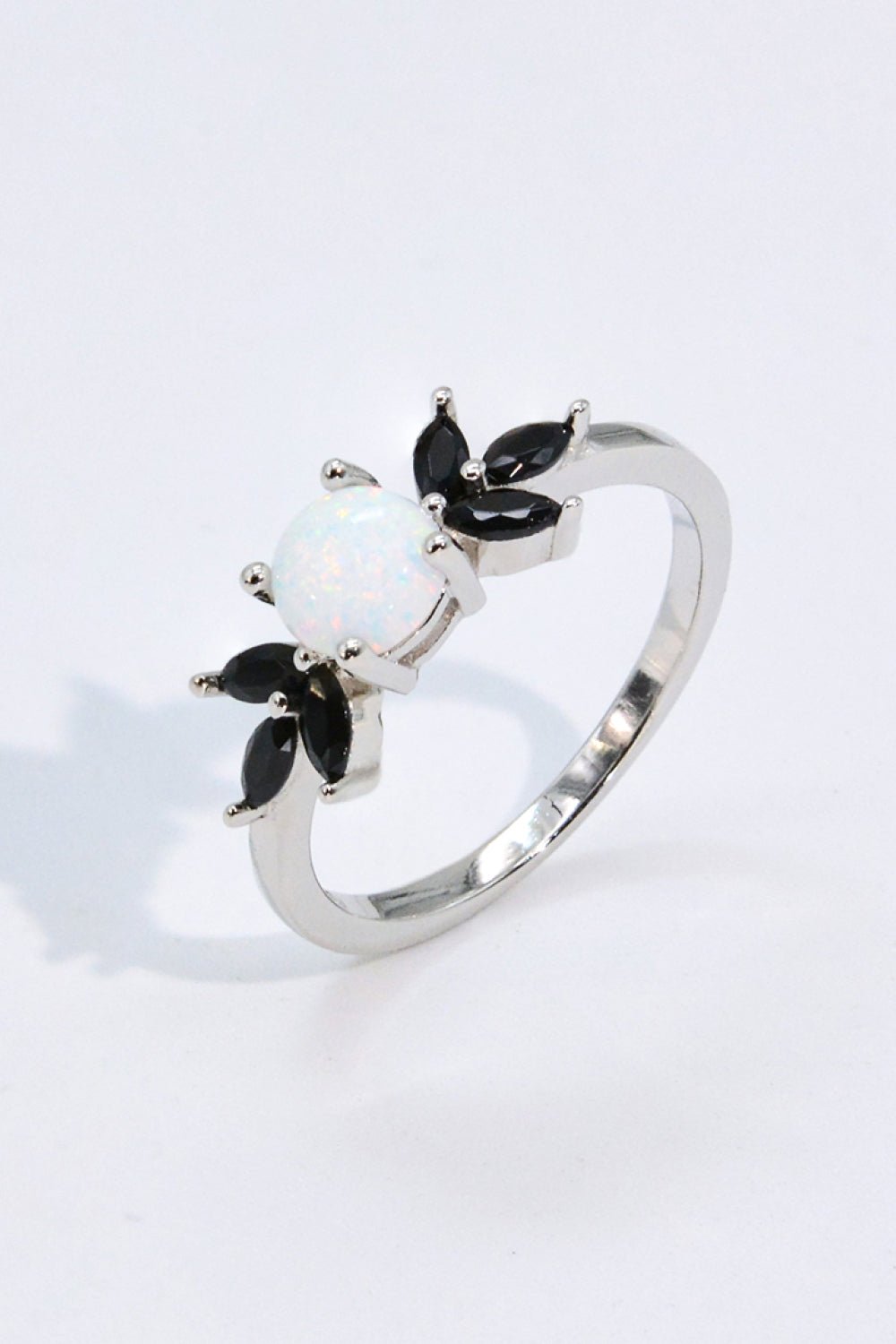 Silver Opal and Black Zircon RingRingBeach Rose Co.