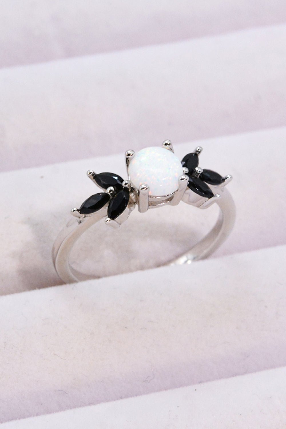 Silver Opal and Black Zircon RingRingBeach Rose Co.