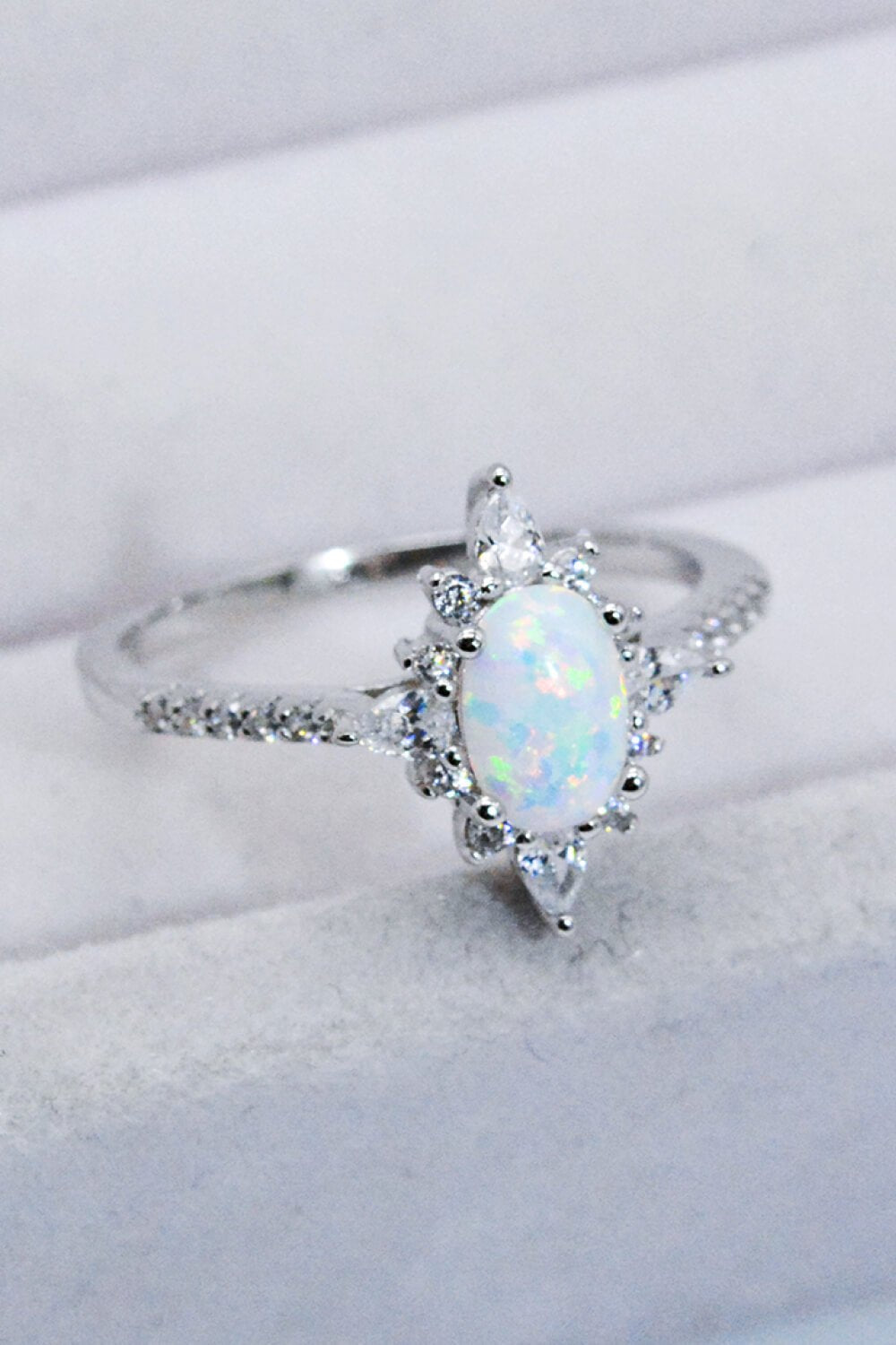 Silver Opal and Zircon RingRingBeach Rose Co.