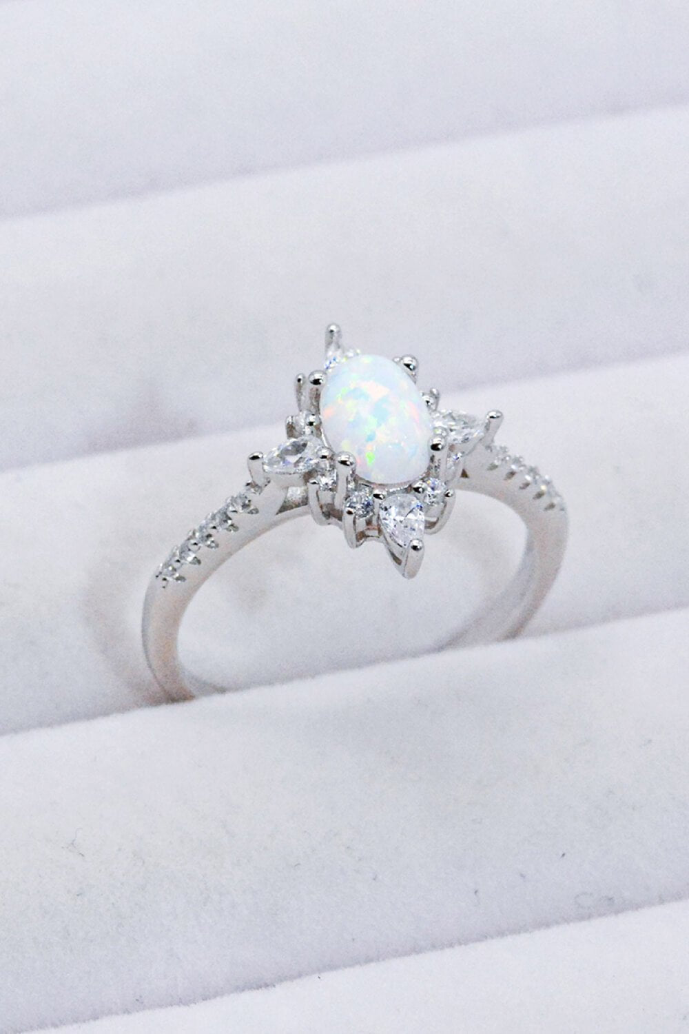 Silver Opal and Zircon RingRingBeach Rose Co.