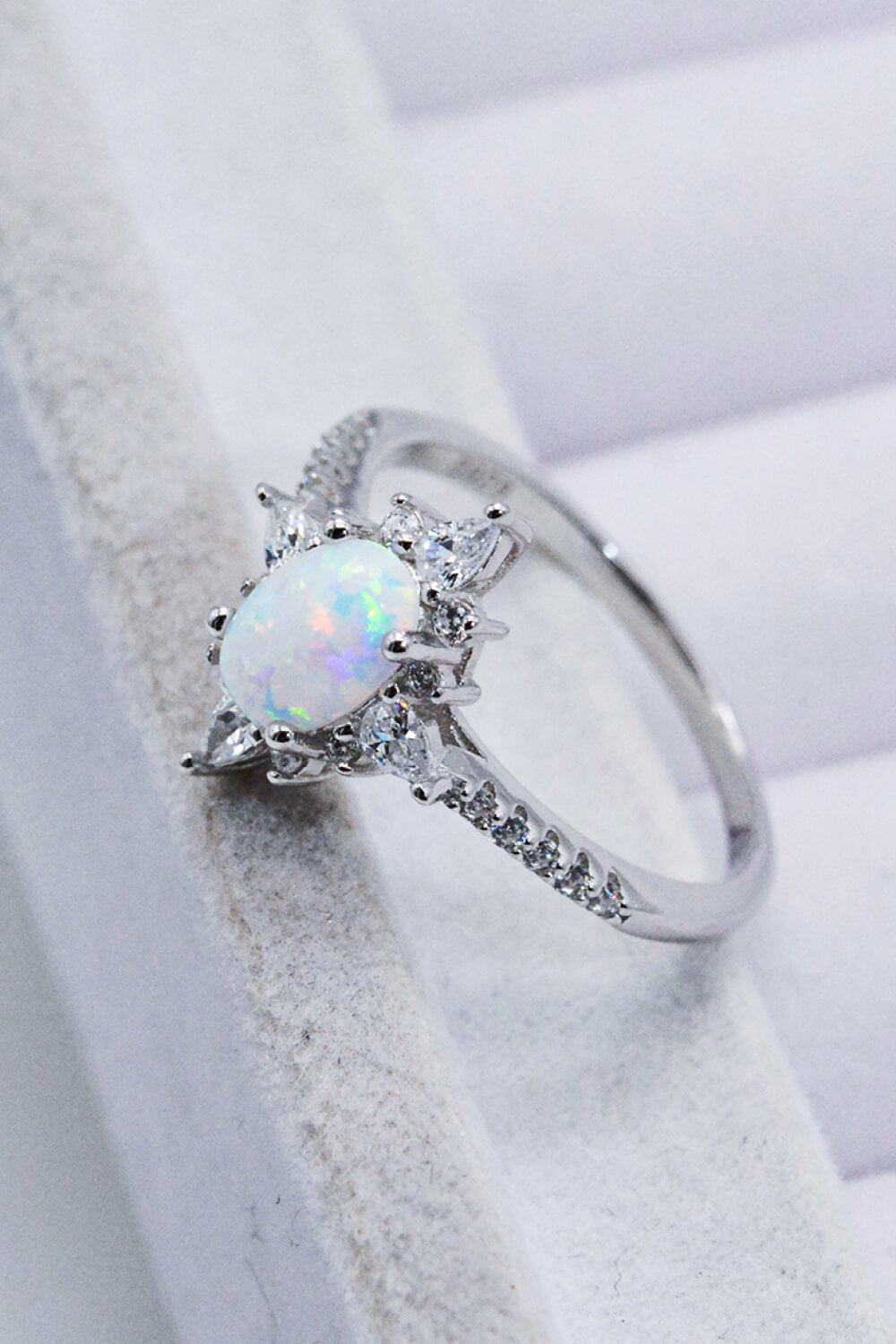 Silver Opal and Zircon RingRingBeach Rose Co.