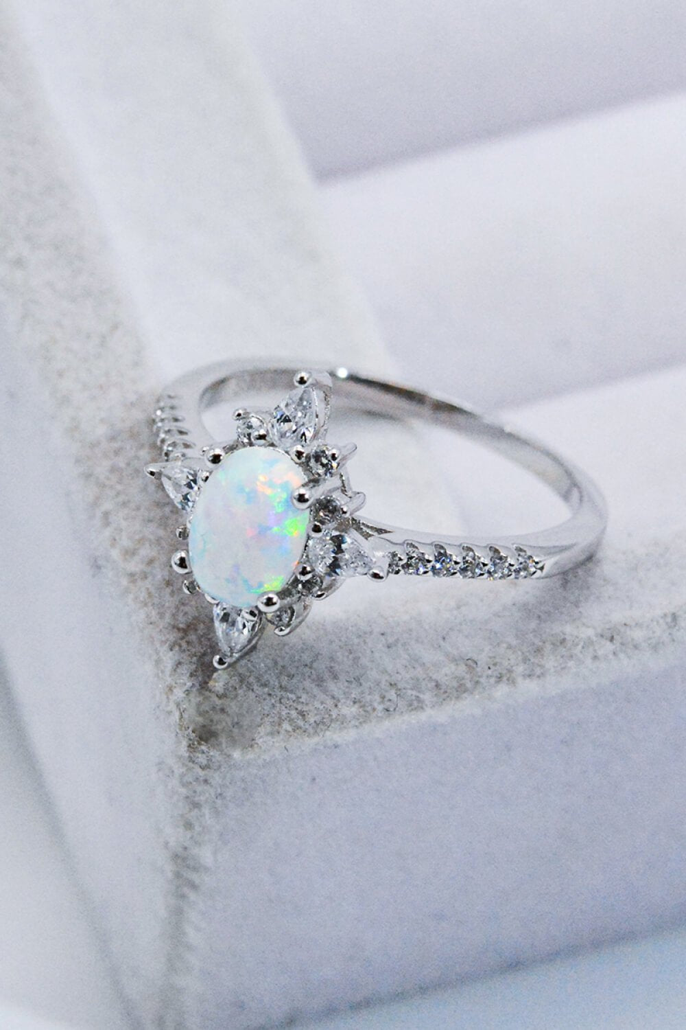 Silver Opal and Zircon RingRingBeach Rose Co.