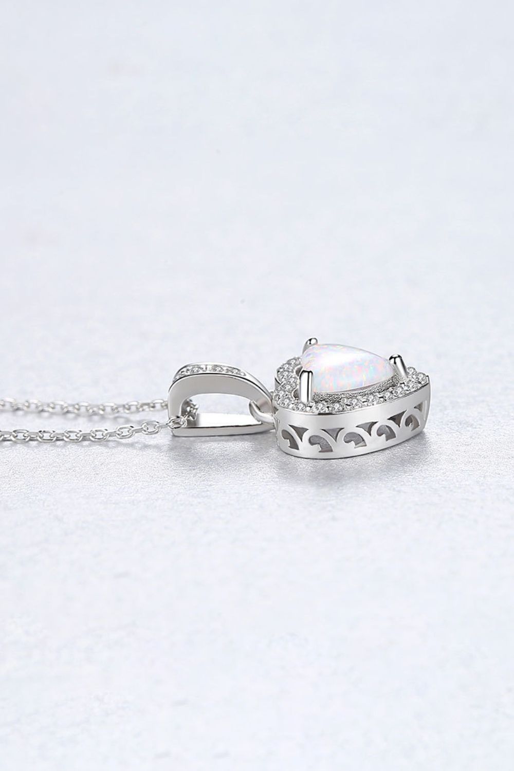 Silver Opal Heart Pendant NecklaceNecklaceBeach Rose Co.