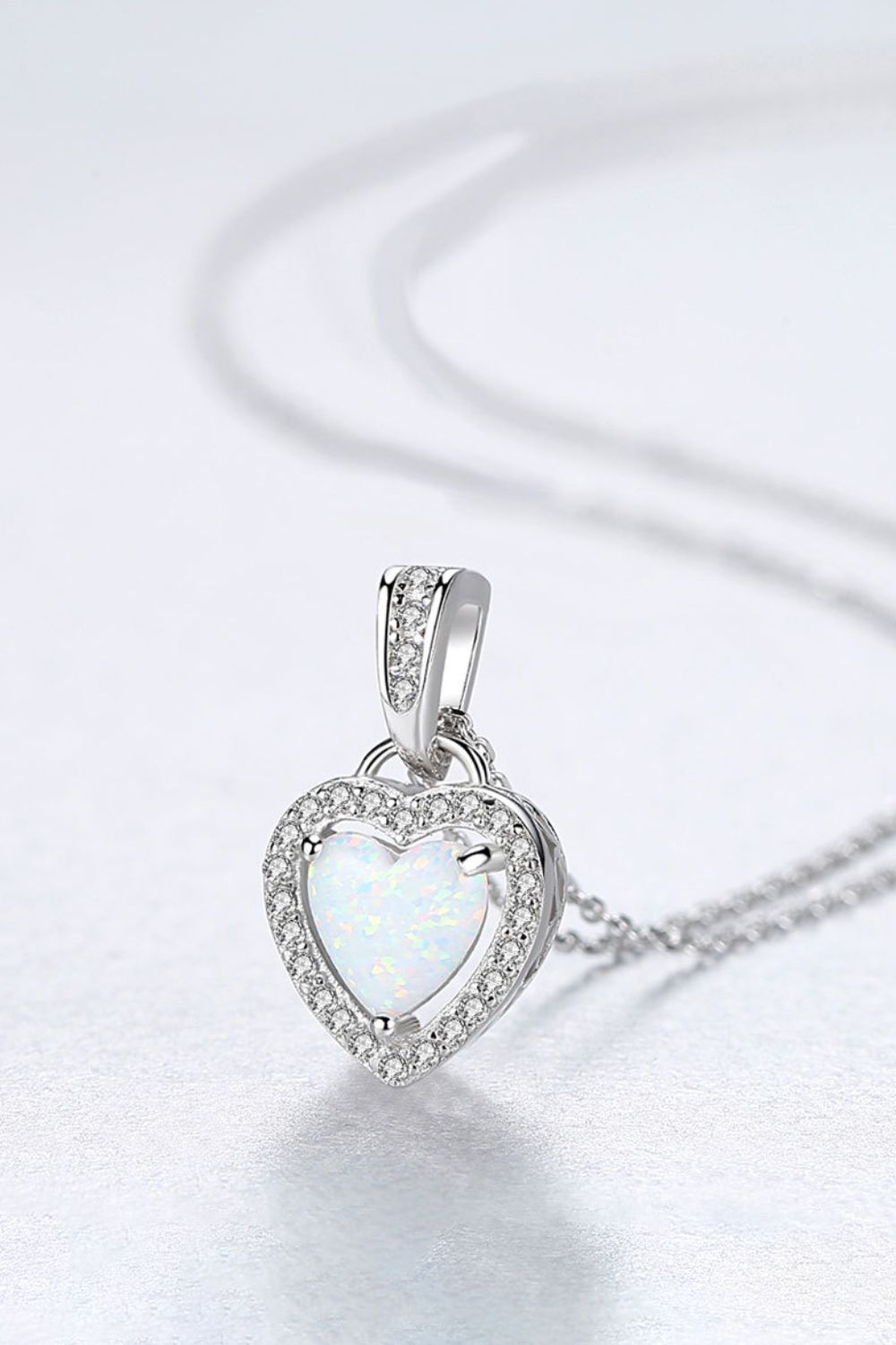 Silver Opal Heart Pendant NecklaceNecklaceBeach Rose Co.