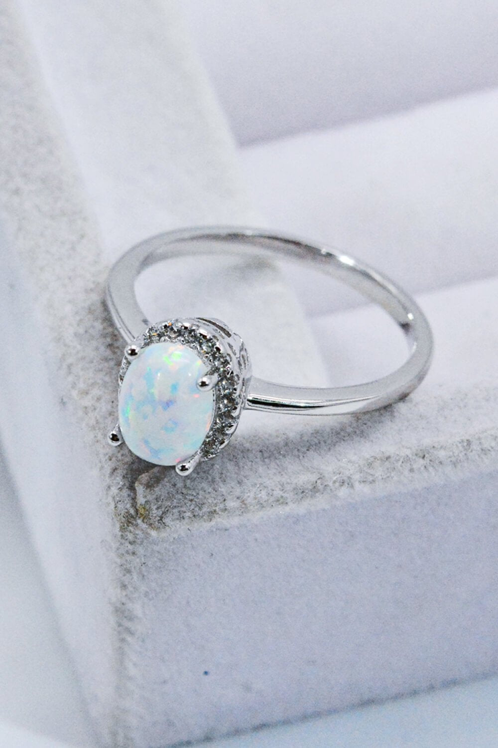 Silver Oval 4-Prong Opal RingRingBeach Rose Co.