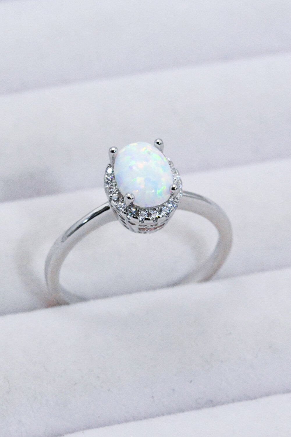 Silver Oval 4-Prong Opal RingRingBeach Rose Co.